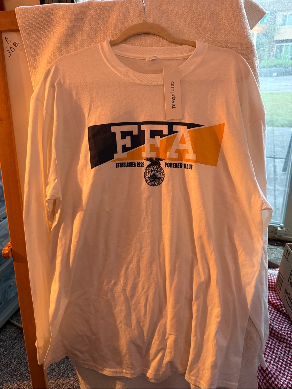 camp david FFA Graphic Long-Sleeve Tee - White with Navy & Yellow